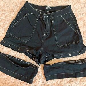 Hot Topic Grommet Goth Alt Long Shorts with White Stitching and Extension Sz 1